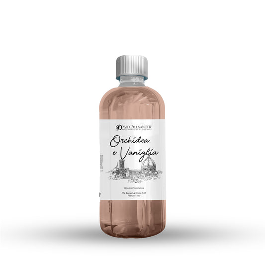 Ricarica Profumatore Orchidea e Vaniglia 500 ml – Dolce, Floreale, Artigianale